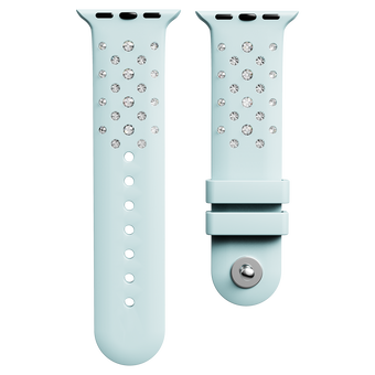 swarovski watch strap  silicone with stitching  green  stainless steel