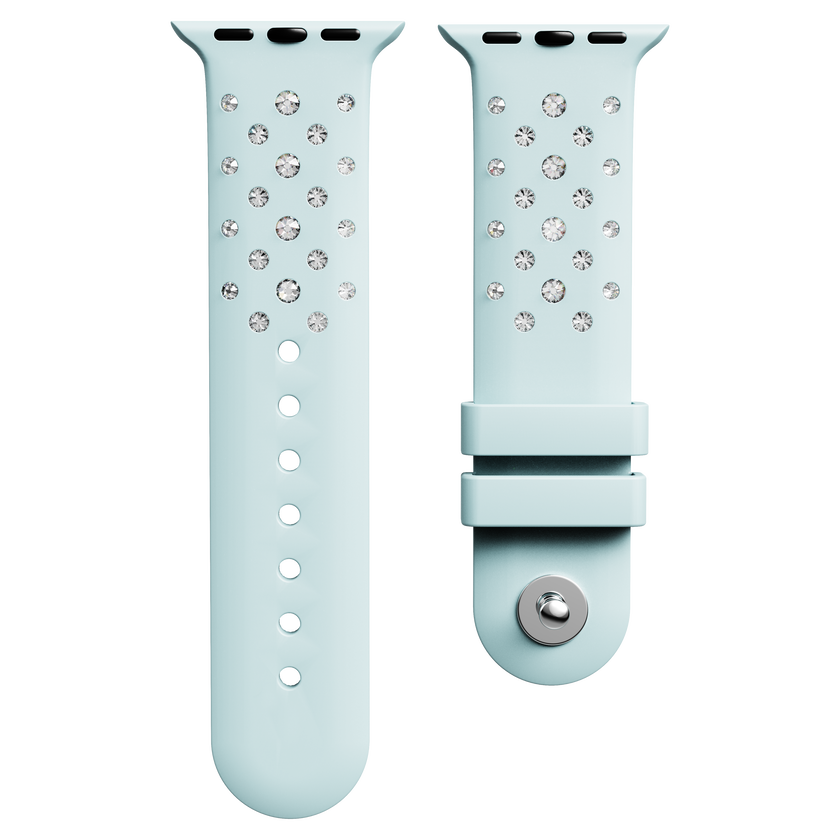 swarovski watch strap  silicone with stitching  green  stainless steel
