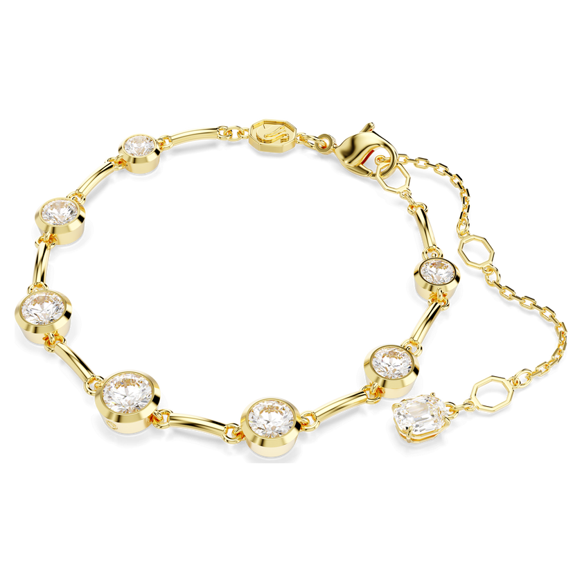 swarovski imber tennis bracelet  mixed round cuts  white  gold tone plated