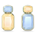 swarovski orbita clip earrings asymmetrical octagon cut crystals multicolored gold tone plated