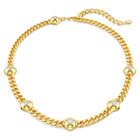 Numina necklace, Round cut, White, Gold-tone plated