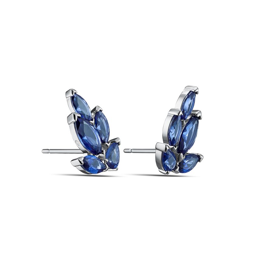 Louison Stud Pierced Earrings, Blue, Rhodium plated