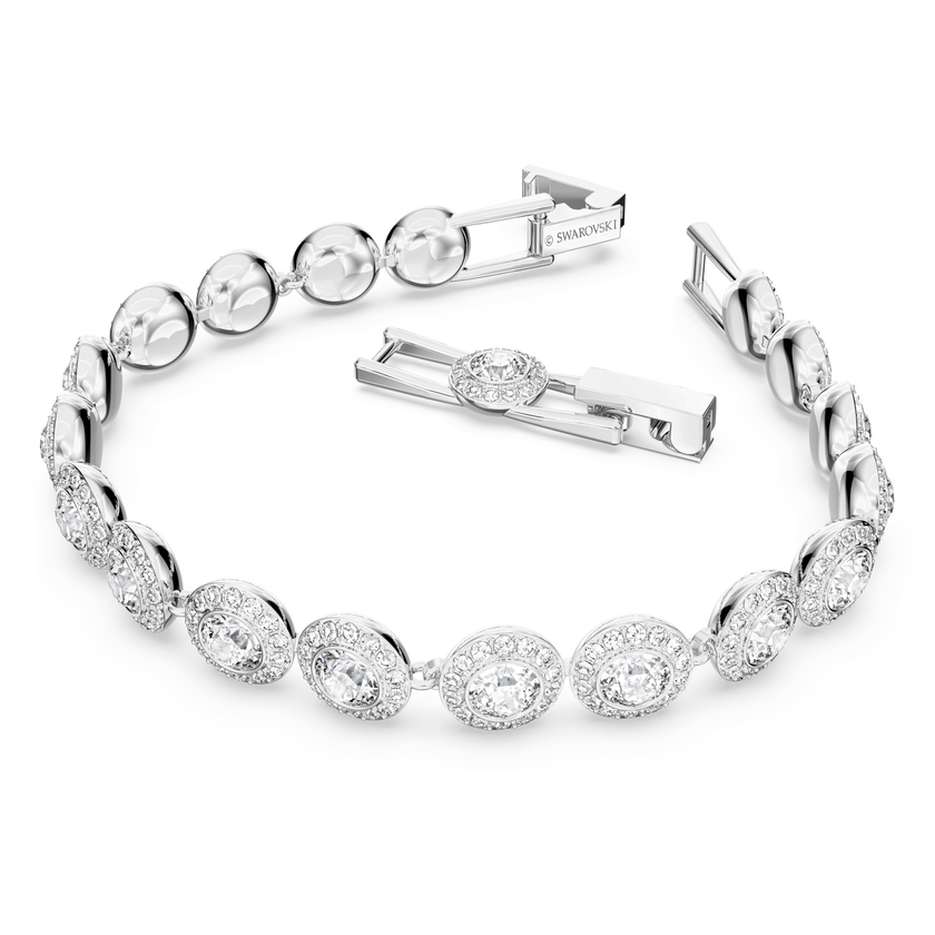 swarovski una angelic set  round cut  white  rhodium plated