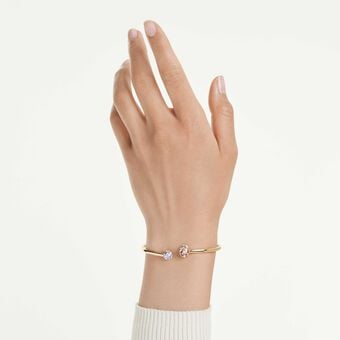 swarovski chroma bangle  mixed cuts  multicolored  gold tone plated