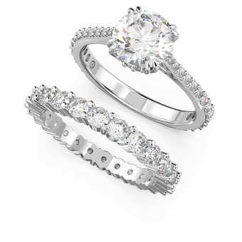 swarovski stilla ring set 2 round cut white rhodium plated