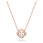 Swarovski Sparkling Dance necklace, Clover, White, Rose gold-tone plated