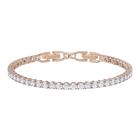 Tennis Deluxe bracelet, Round cut, White, Rose gold-tone plated