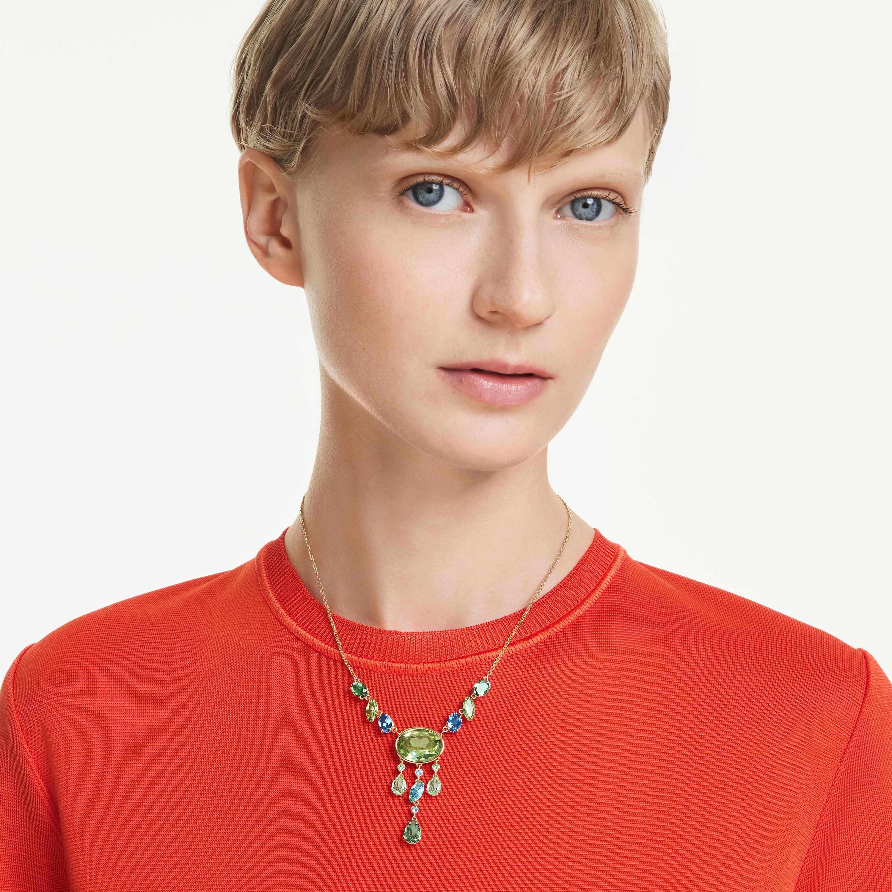 swarovski gema y necklace  mixed cuts  multicolored  gold tone plated