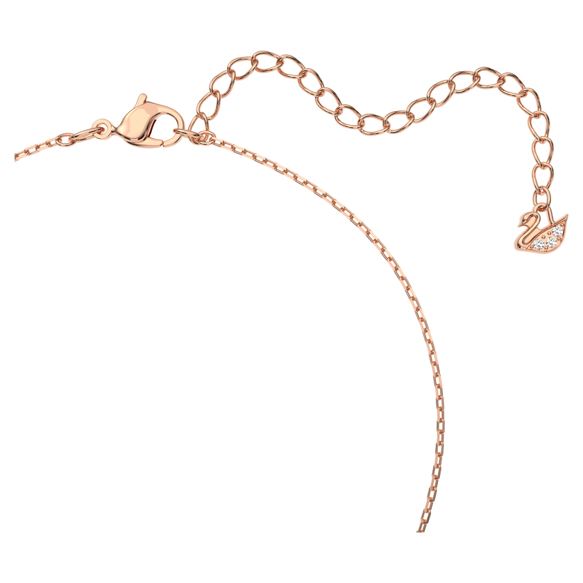 swarovski swan necklace  swan  pink  rose gold tone plated