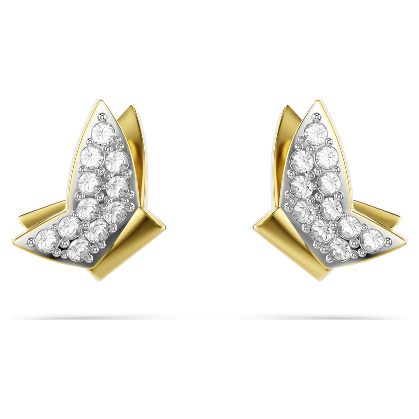 swarovski idyllia lilia stud earrings  butterfly  white  18k gold finish