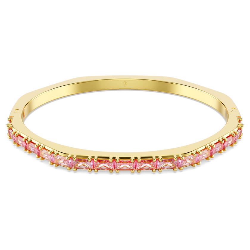 swarovski matrix bangle  baguette cut  pink  gold tone plated