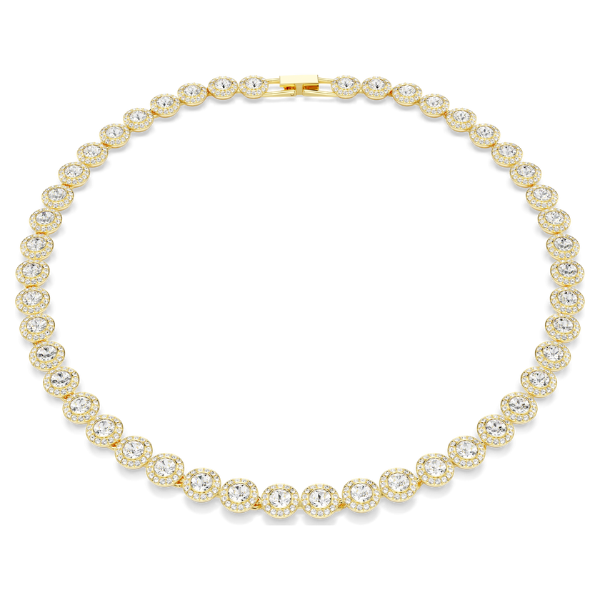 swarovski una angelic tennis necklace  round cut  white  gold tone plated
