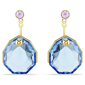 swarovski gema earring jackets  blue  gold tone plated