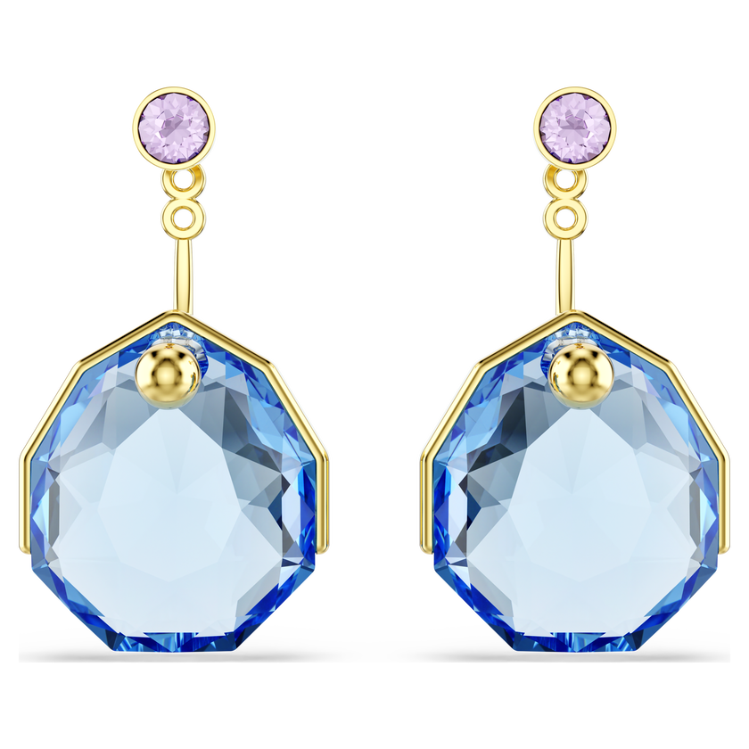 swarovski gema earring jackets  blue  gold tone plated