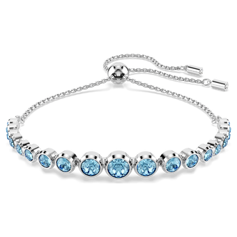 swarovski imber tennis bracelet  mixed round cuts  blue  rhodium plated