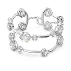 Constella bangle, Mixed round cuts, White, Rhodium plated