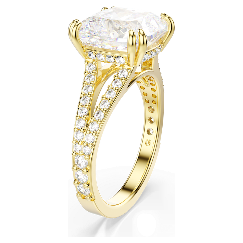 swarovski stilla cocktail ring  square cut  pav   white  18k gold finish