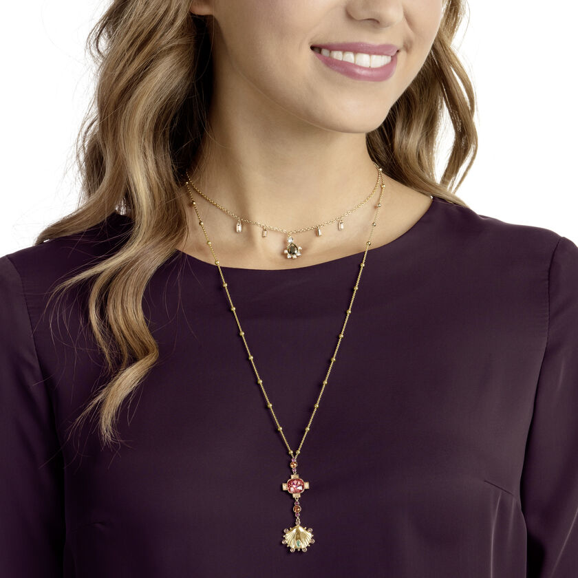 Lucky Goddess Necklace, Multi-colored, Gold plating