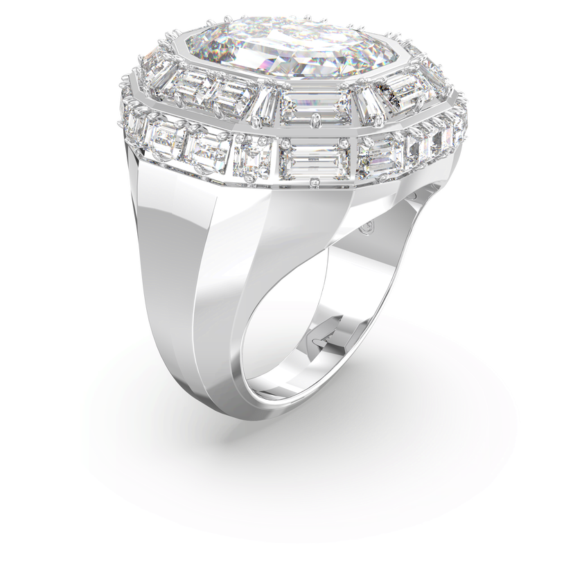 swarovski mesmera cocktail ring  octagon cut  white  rhodium plated