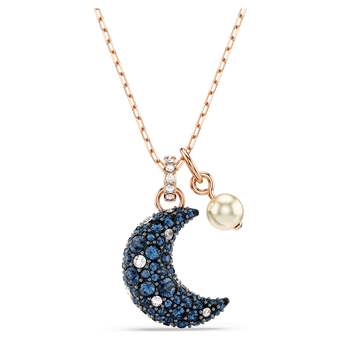swarovski sublima pendant crystal pearl moon multicolored rose gold tone plated