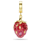 swarovski idyllia charm  mixed cuts  strawberry  red  gold tone plated