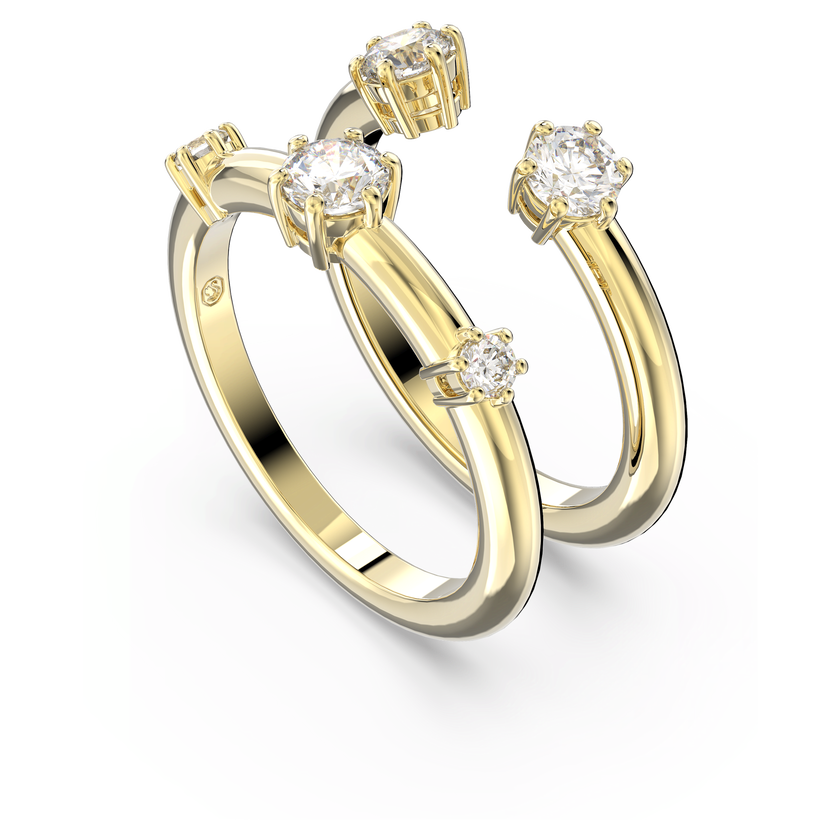 swarovski constella ring  set  2   round cut  white  gold tone plated