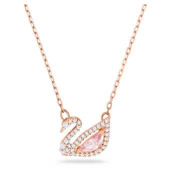 swarovski swan necklace swan pink rose gold tone plated