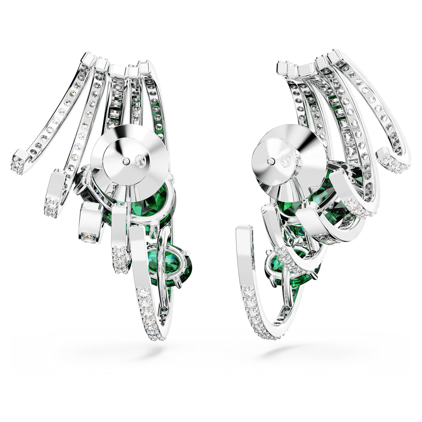 swarovski hyperbola ear cuff  carbon neutral zirconia  mixed cuts  green  rhodium plated