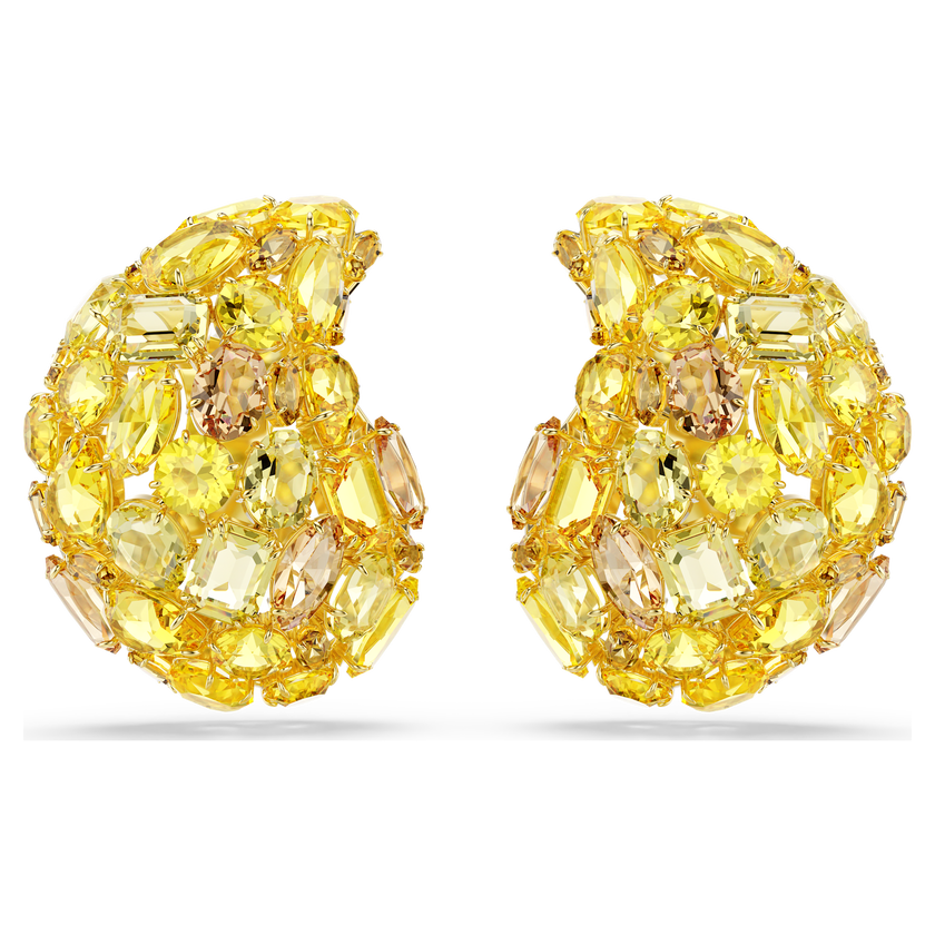 swarovski gema clip earrings  yellow  gold tone plated