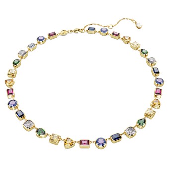 swarovski imber tennis necklace mixed cuts multicolored gold tone plated