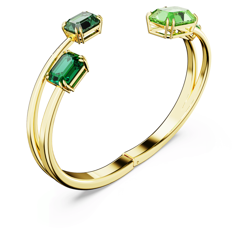 swarovski millenia bangle  octagon cut  green  gold tone plated