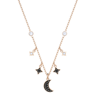 Duo Moon Necklace, Black, Rose Gold Plating