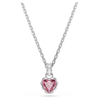 swarovski chroma pendant  mixed cuts  pink  rhodium plated