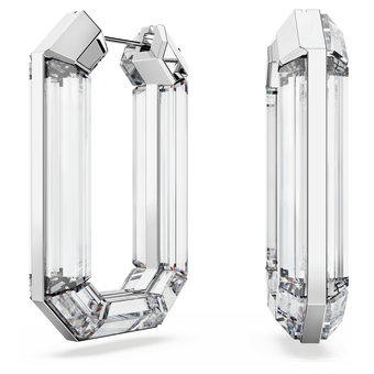 swarovski lucent hoop earrings statement octagon shape white