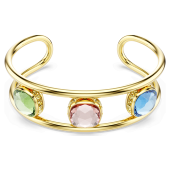 swarovski chroma cuff cushion cut green gold tone plated