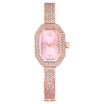 swarovski dextera bangle watch swiss made metal bracelet pink rose gold tone plated