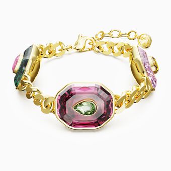 Chroma bracelet, Mixed cuts, Multicolored, Gold-tone plated