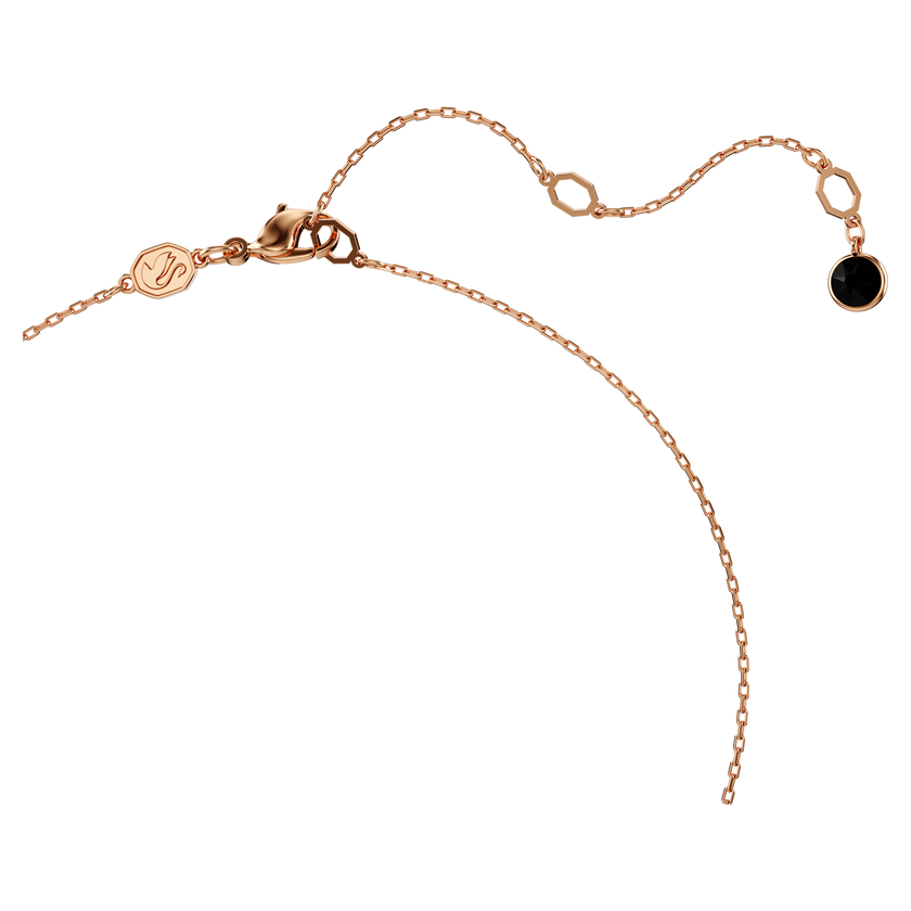 swarovski swan pendant  swan  black  rose gold tone plated
