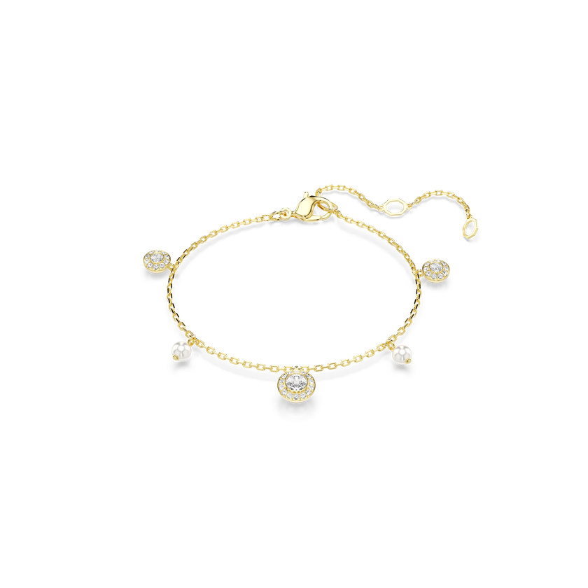 swarovski una angelic strandage  crystal pearl  round cut  white  gold tone plated