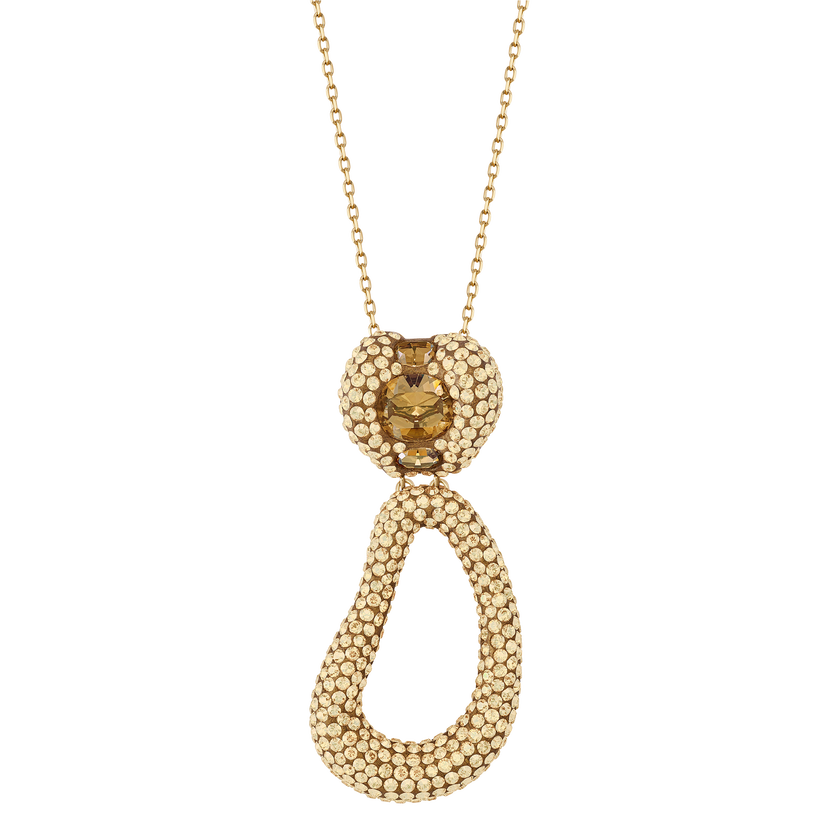 Tigris Pendant, Brown, Gold-tone plated