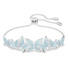 Lilia bracelet, Butterfly, Blue, Rhodium plated