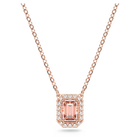 swarovski una necklace octagon cut pink rose gold tone plated