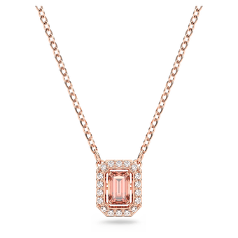 swarovski una necklace octagon cut pink rose gold tone plated