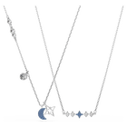 swarovski symbolica necklace  round cut  moon  blue  rhodium plated