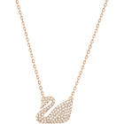 Swan Necklace, White, Rose Gold Plated