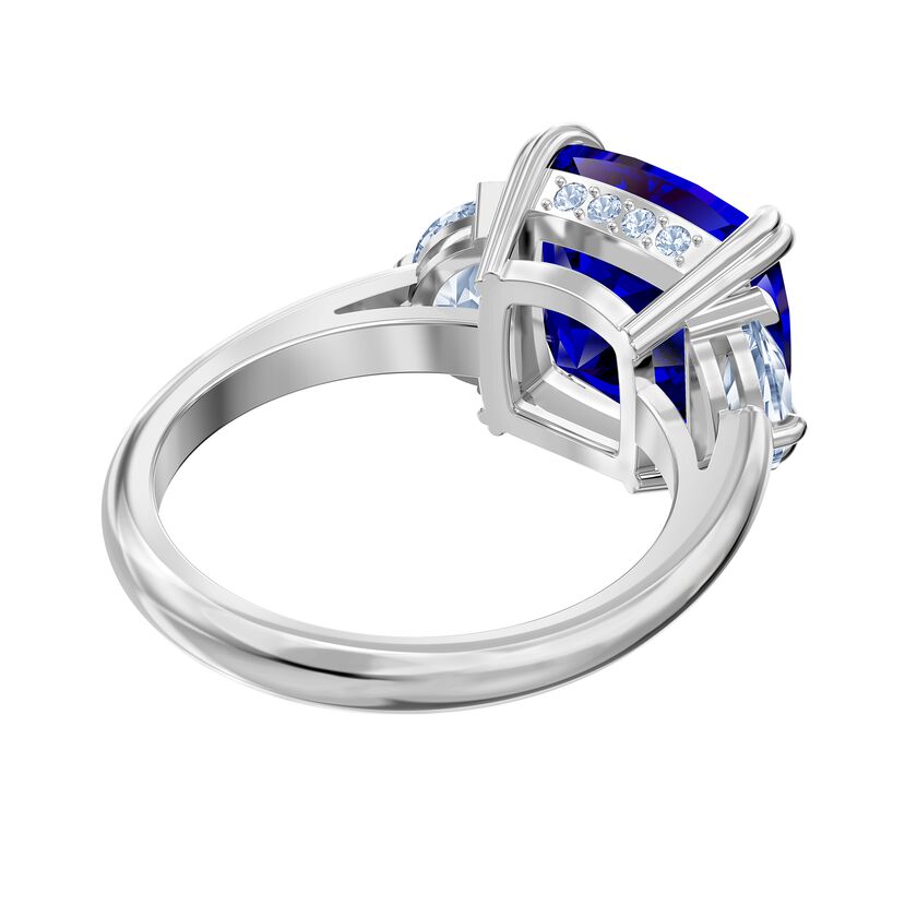 Attract Cocktail Ring, Blue, Rhodium plated