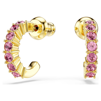 swarovski mini hoop hoop earrings round cut pink gold tone plated