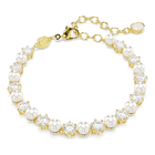 swarovski matrix tennis bracelet  crystal pearl  round cut  white  gold tone plated