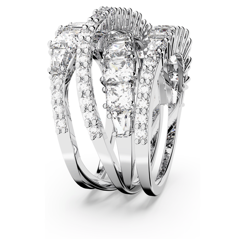 swarovski hyperbola ring  mixed cuts  white  rhodium plated