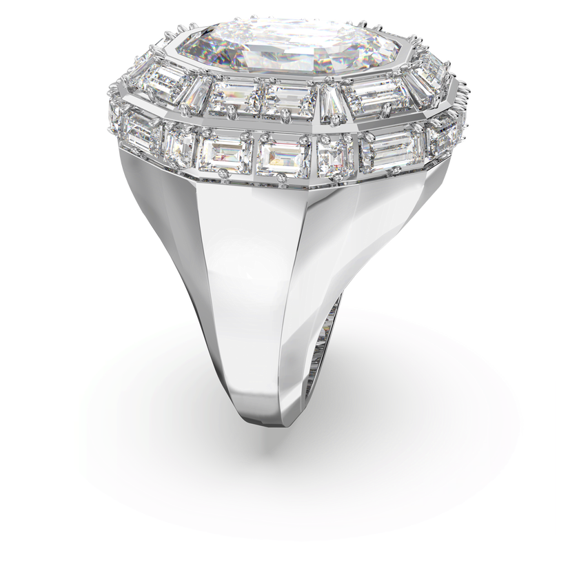 swarovski mesmera cocktail ring  octagon cut  white  rhodium plated